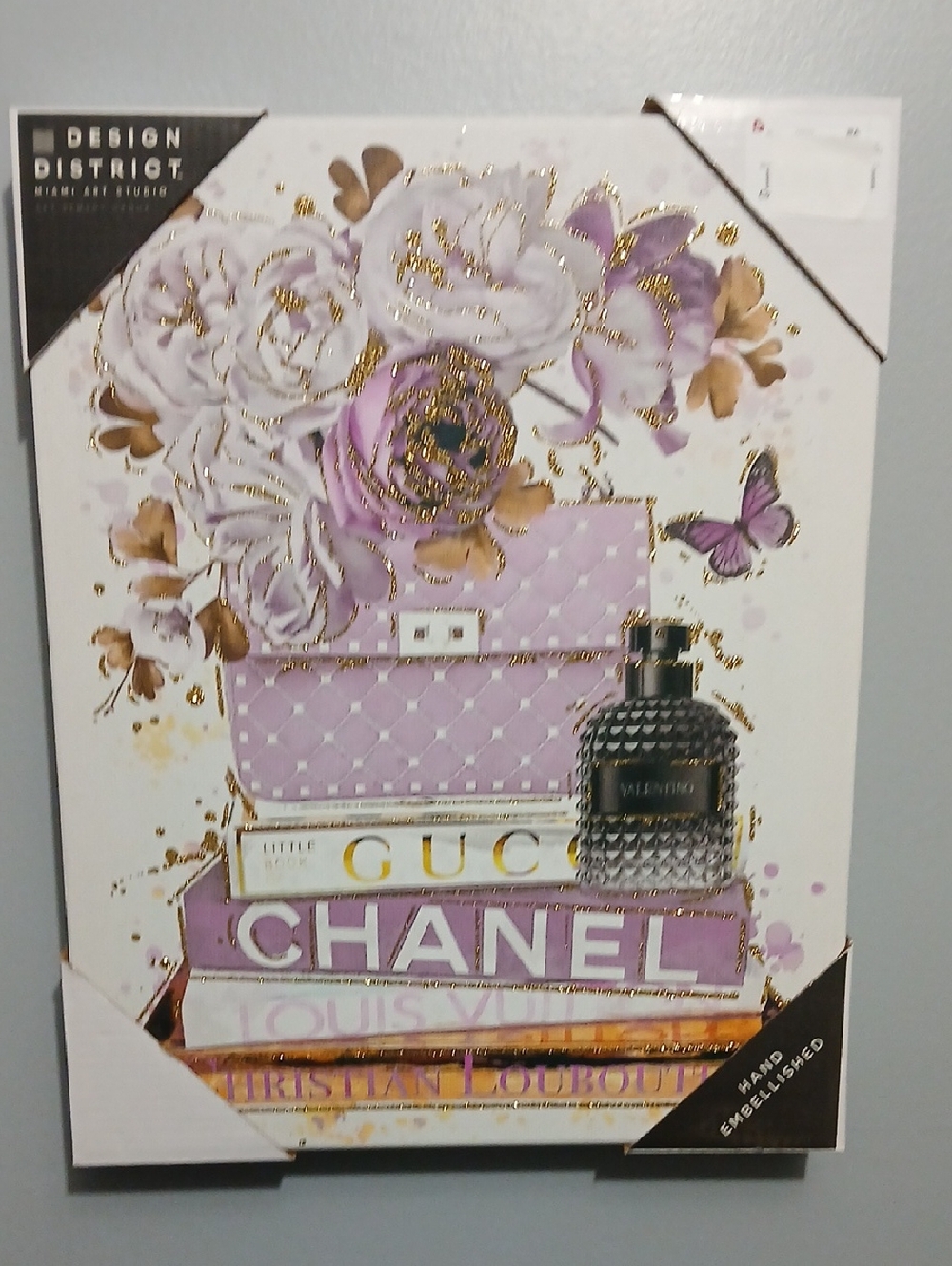 Luxury Perfume Stack Wall Art - Lavender & Gold NWT